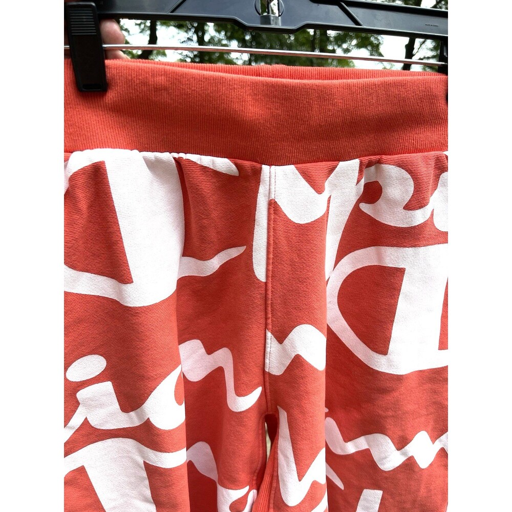 Champion Reverse Weave Allover Print Cut-Off Shorts Orange Colorway AOP Mens XL